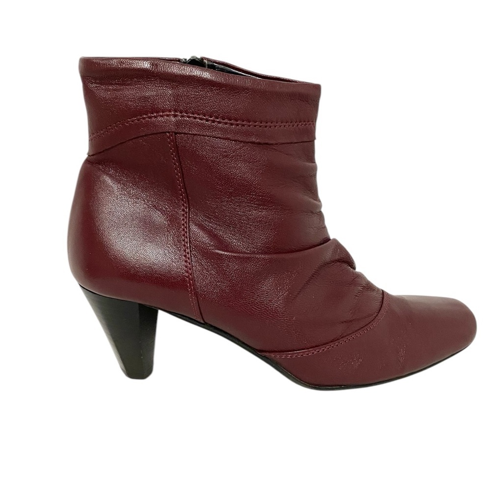 JUST CAPUCCI Leather Booties, Burgundy, Size 7.5